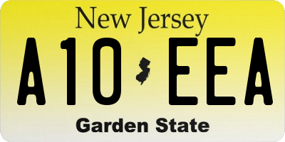 NJ license plate A10EEA