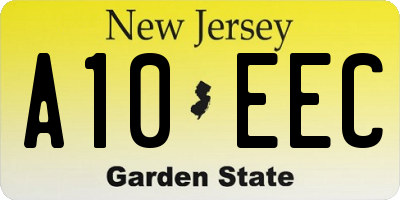 NJ license plate A10EEC