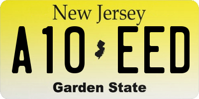 NJ license plate A10EED