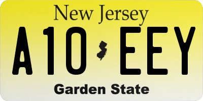 NJ license plate A10EEY