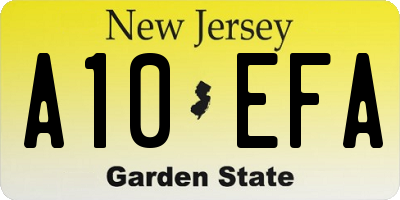 NJ license plate A10EFA