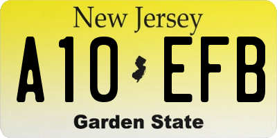 NJ license plate A10EFB