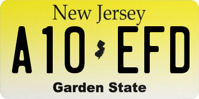 NJ license plate A10EFD