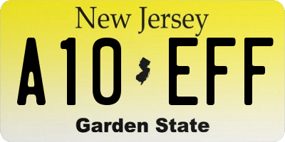 NJ license plate A10EFF