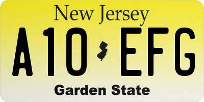 NJ license plate A10EFG