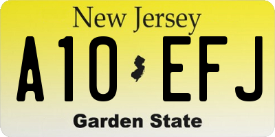 NJ license plate A10EFJ