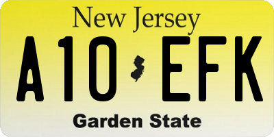 NJ license plate A10EFK