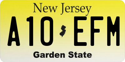 NJ license plate A10EFM