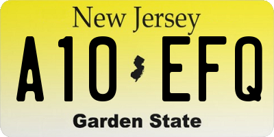 NJ license plate A10EFQ