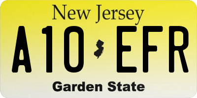 NJ license plate A10EFR