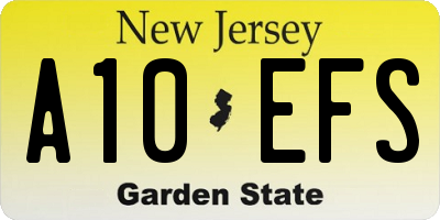 NJ license plate A10EFS