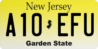 NJ license plate A10EFU