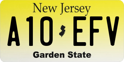 NJ license plate A10EFV