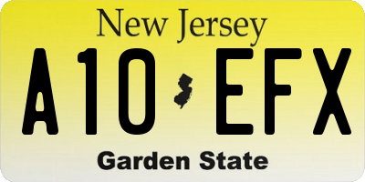 NJ license plate A10EFX