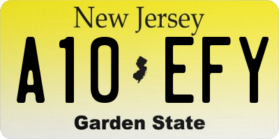 NJ license plate A10EFY