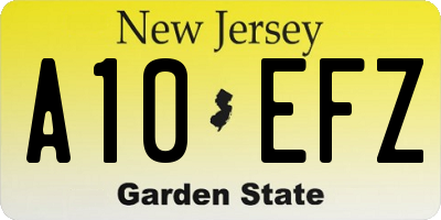 NJ license plate A10EFZ