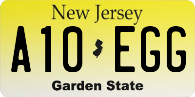 NJ license plate A10EGG