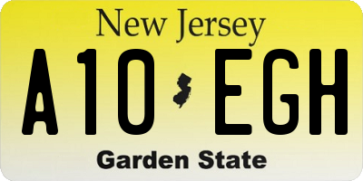 NJ license plate A10EGH