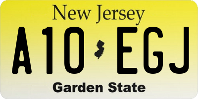 NJ license plate A10EGJ