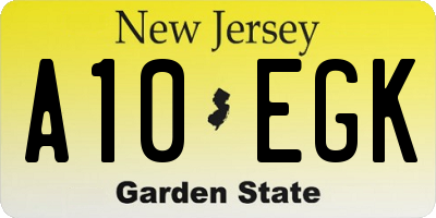 NJ license plate A10EGK