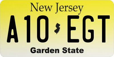 NJ license plate A10EGT