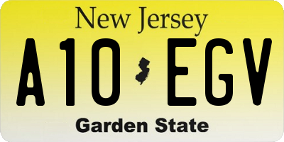 NJ license plate A10EGV