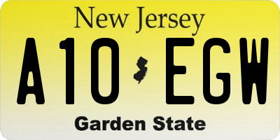 NJ license plate A10EGW