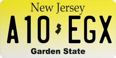 NJ license plate A10EGX