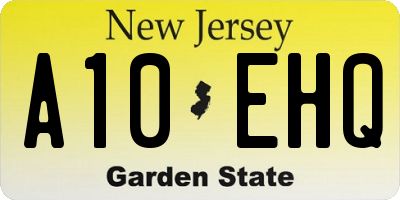 NJ license plate A10EHQ