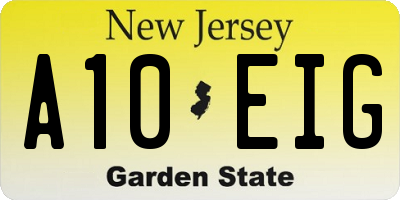 NJ license plate A10EIG