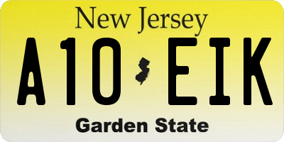 NJ license plate A10EIK