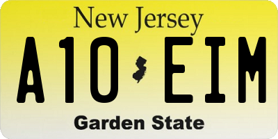 NJ license plate A10EIM