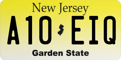 NJ license plate A10EIQ