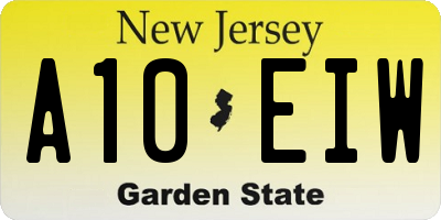 NJ license plate A10EIW