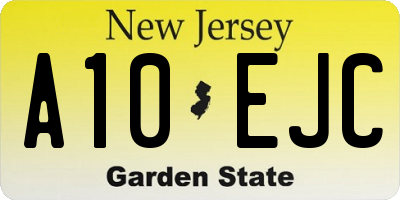 NJ license plate A10EJC