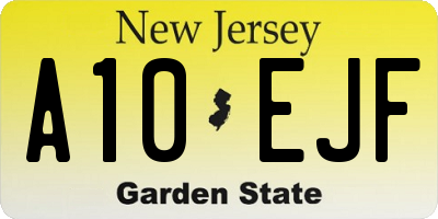 NJ license plate A10EJF