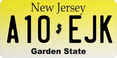 NJ license plate A10EJK