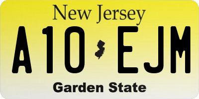 NJ license plate A10EJM