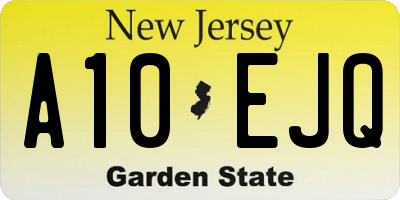 NJ license plate A10EJQ