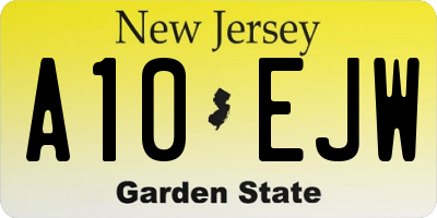 NJ license plate A10EJW