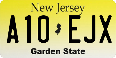 NJ license plate A10EJX