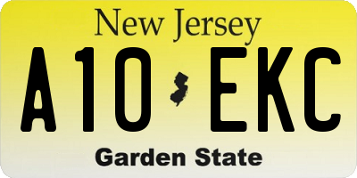 NJ license plate A10EKC