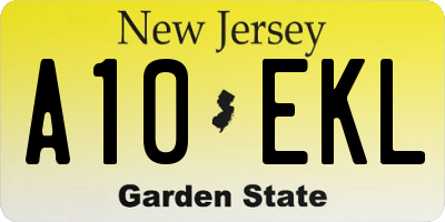 NJ license plate A10EKL