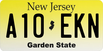 NJ license plate A10EKN