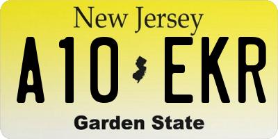 NJ license plate A10EKR