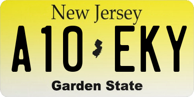 NJ license plate A10EKY