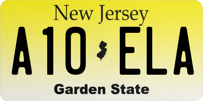 NJ license plate A10ELA