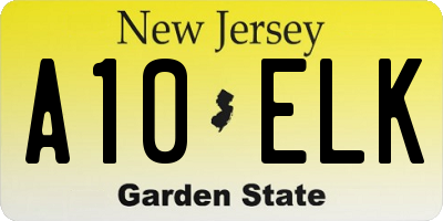 NJ license plate A10ELK