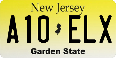 NJ license plate A10ELX