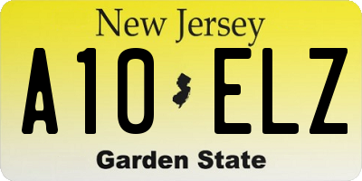 NJ license plate A10ELZ